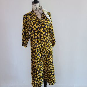 Zara Floral Button Up Midi Dress